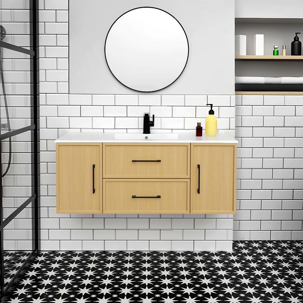 Cassidy 48" Wall Mounted Bathroom Vanity with Cultured Marble Top and Integrated Sink