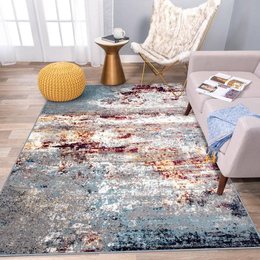 World Rug Gallery Distressed Abstract Watercolor Multi 3'3" x 5' Area Rug