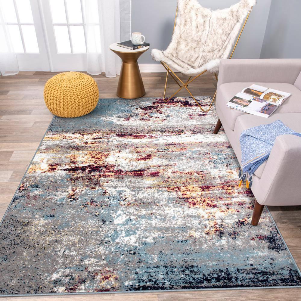 World Rug Gallery Distressed Abstract Watercolor Multi 5' x 7' Area Rug
