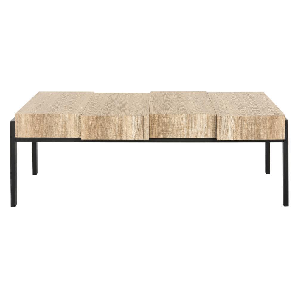 Alexander Coffee Table - Multi Brown/Black Metal Legs - Safavieh