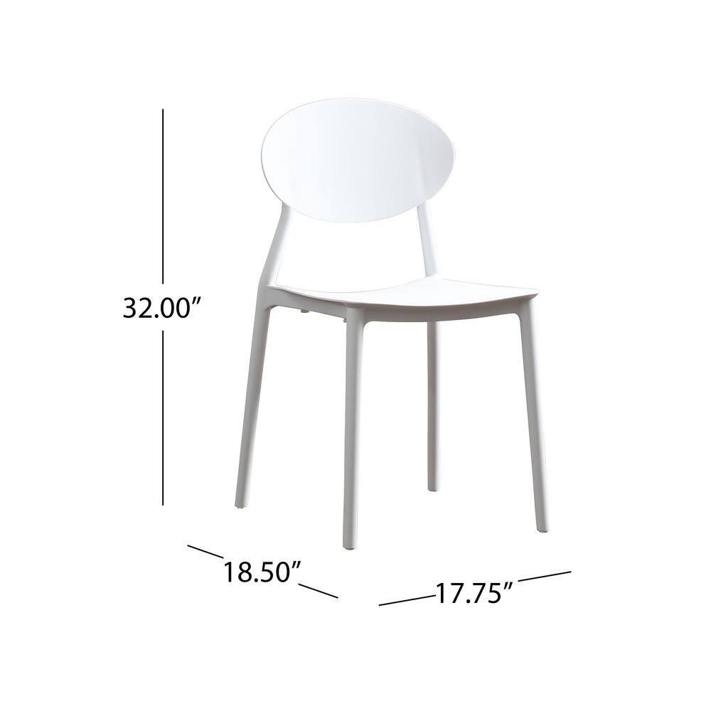 GDF Studio Brynn Indoor/Outdoor Plastic Stacking Chairs, Set of 2, White