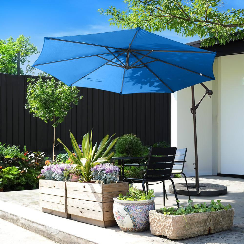 Cantilever Umbrella - 10FT Offset Outdoor Patio Umbrella with Tilt, Blue