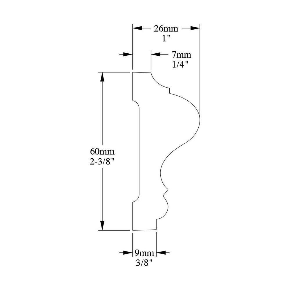 1 in D x 2-3/8 in W x 78-3/4 in L Primed White Plain Flexible Polyurethane Panel Moulding