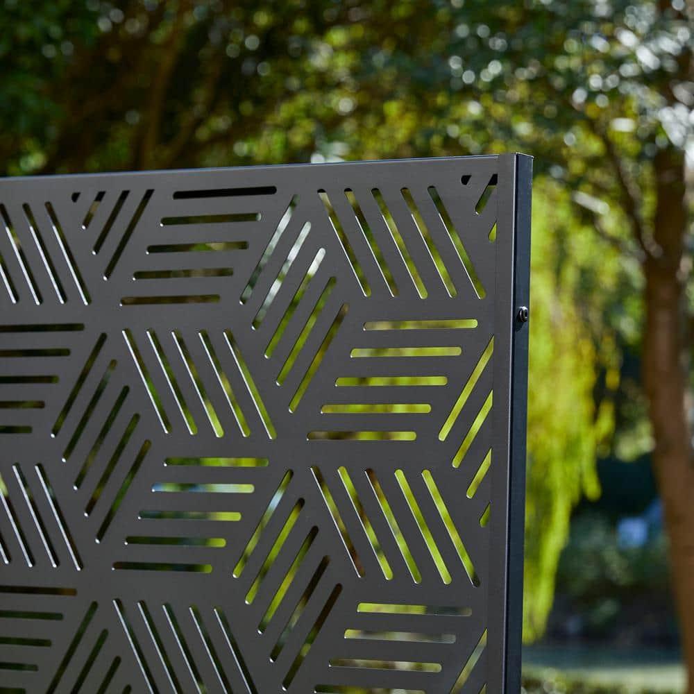 Glitzhome Geometric Privacy Screen Fence Panel Room Divider with Riser Feet