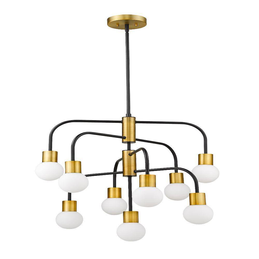 Z-Lite Neutra 9 - Light Chandelier in  Matte Black/Foundry Brass