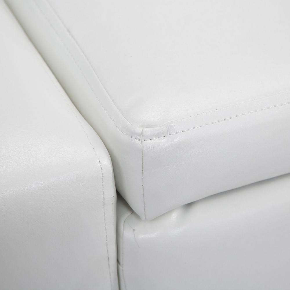 CCBIUOMBO 42\u201D Faux Leather  Ottoman Bench Organizer Chest Rectangular Footstool with Hinged Lid for Living Room  Entryway  or Bedroom - Cream White