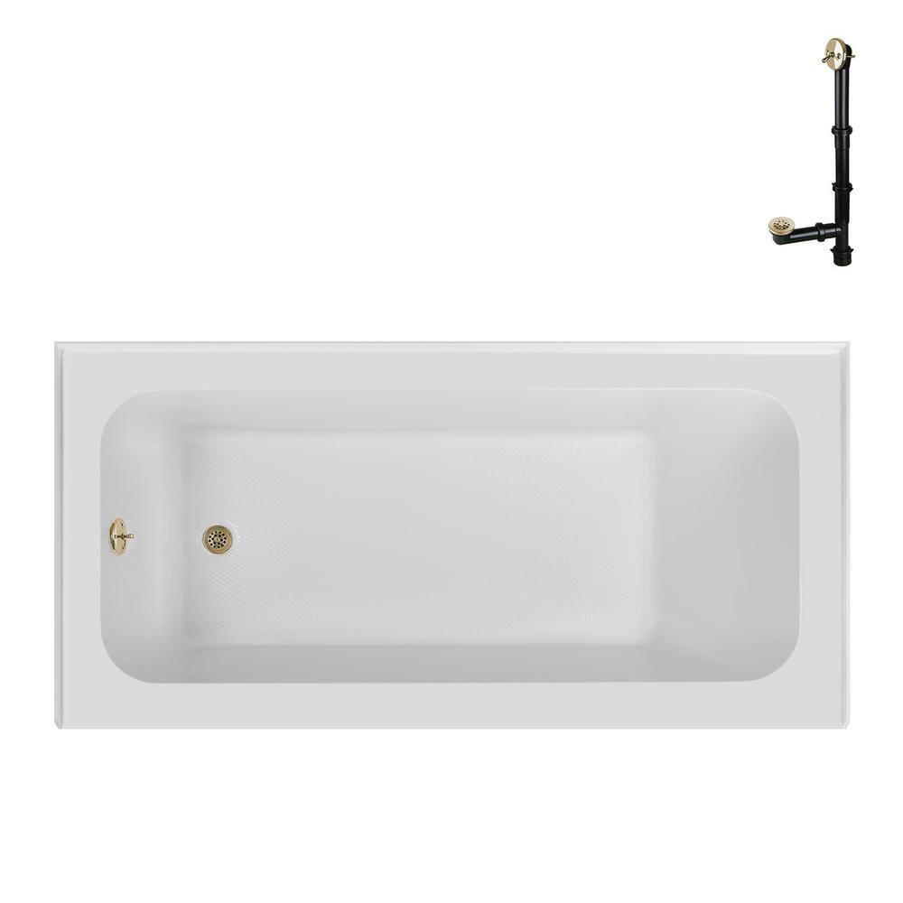 Streamline Bath Streamline 60 in. x 30 in. Acrylic Left-Hand Drain Alcove Bathtub in Glossy White With External Drain NAL-5640-PBR