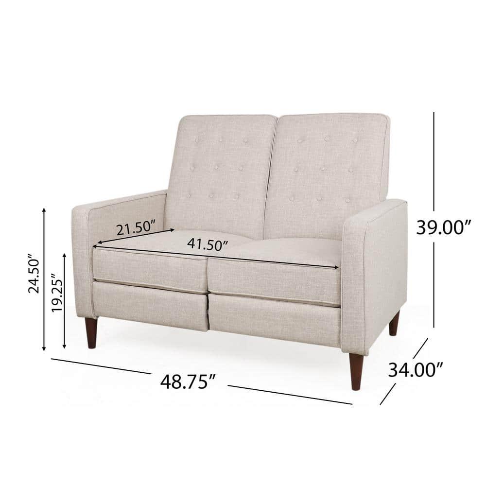 Noble House Craigue Fabric Tufted Loveseat Pushback Recliner, Beige