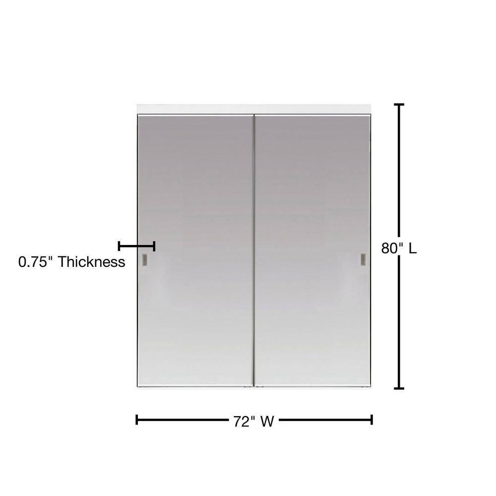 80'' Solid + Manufactured Wood Mirrored Sliding Closet Doors