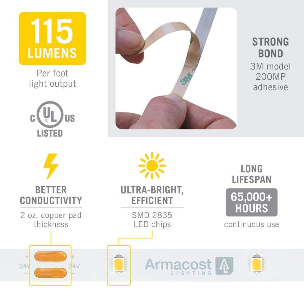 Armacost Lighting RibbonFlex Pro, 24V, 2700K, 30LEDs/M, IP20, 5M Under Cabinet Strip Light 134230