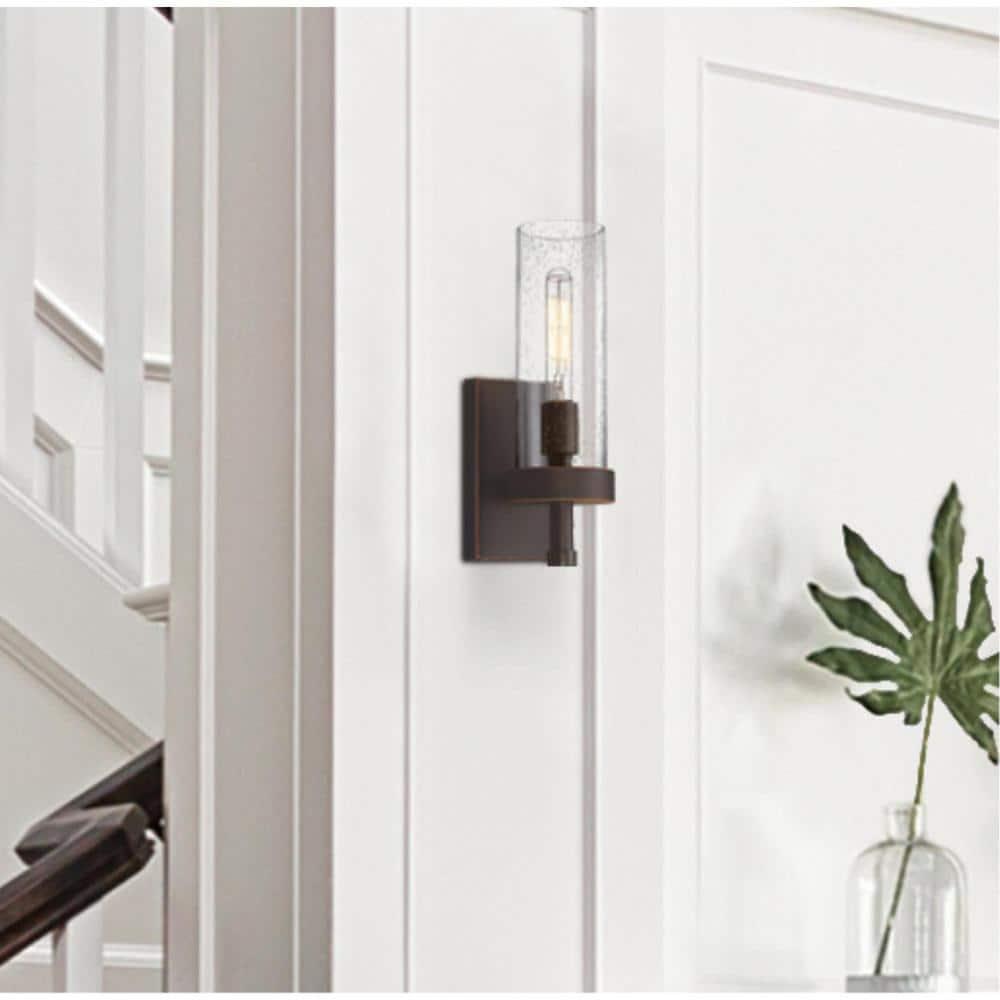 Westinghouse Lavina 1 Light Wall Fixture Oil Rubbed Bronze Finish with Highlights Clear Seeded Glass