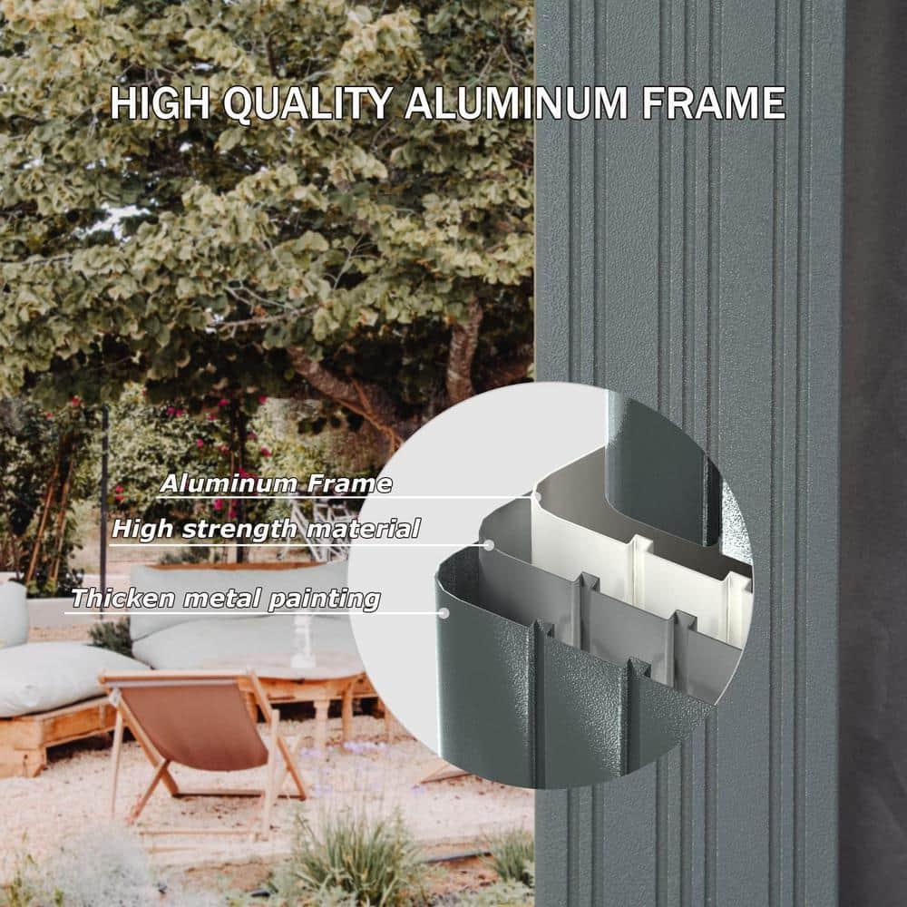 TOTAL Outdoor 10' x 12' Hardtop Gazebo, Galvanized Steel Double Roof Canopy W/Curtains and Netting, Drainage System, Sunshade for Deck, Lawns and Backyard, Gray.