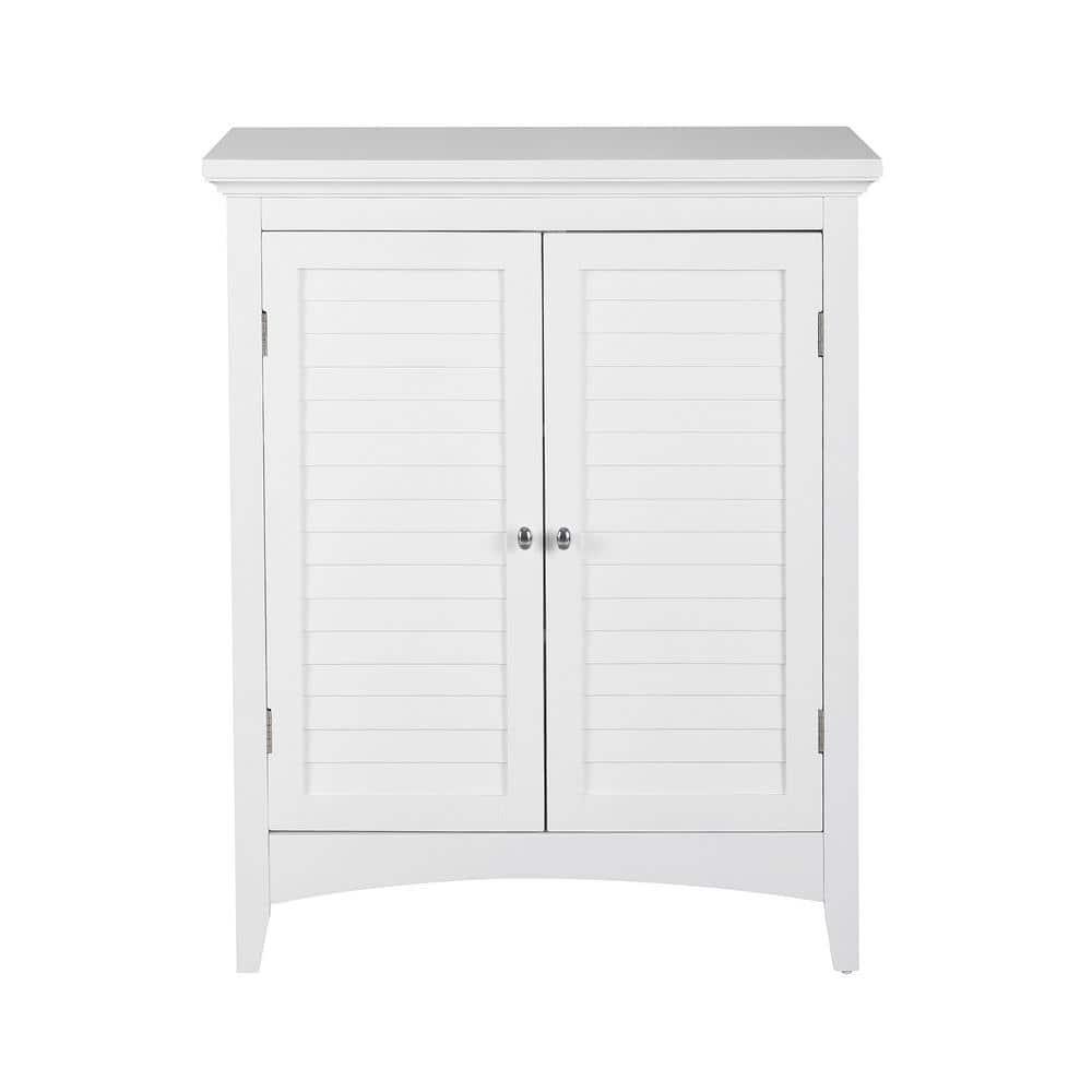 White Engineered Wood Bathroom Floor Cabinet with Adjustable Shelving