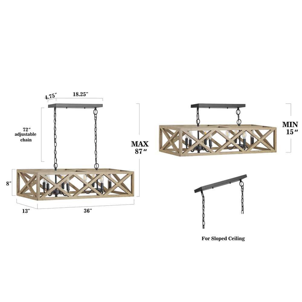 Quentin 8 Light 36" Pendant - PND4100 - Black - Safavieh