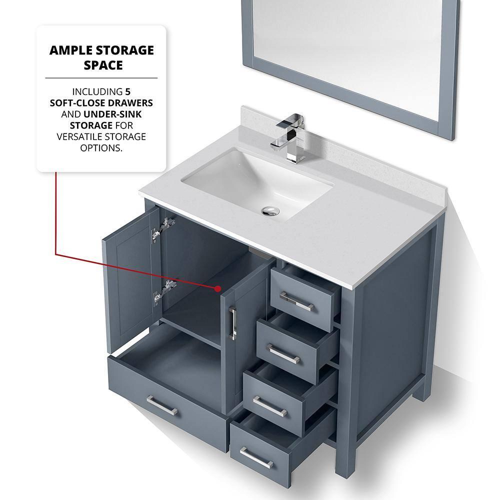Lexora Jacques 36 in. W x 22 in. D Left Offset Bath Vanity and Top