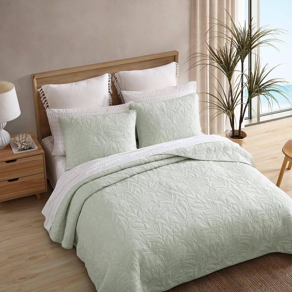 Tommy Bahama Home Tommy Bahama Solid Costa Sera Stitch Green Cotton Quilt