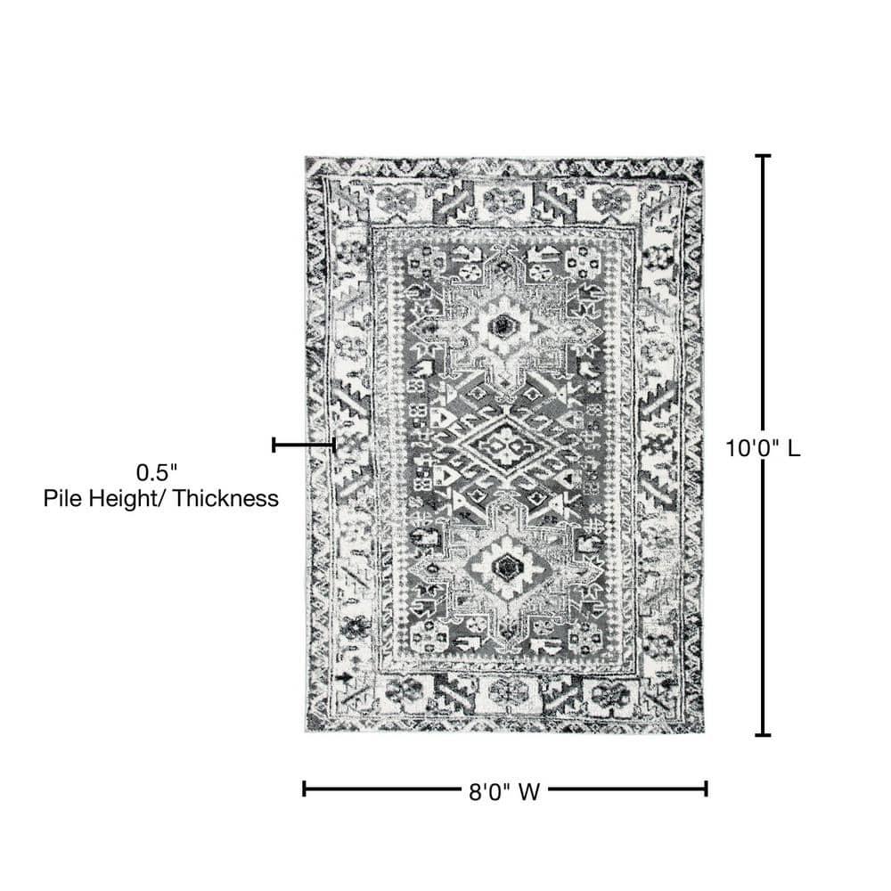 Vintage Hamadan VTH211 Power Loomed Area Rug - Grey/Ivory - 8'x10' - Safavieh.