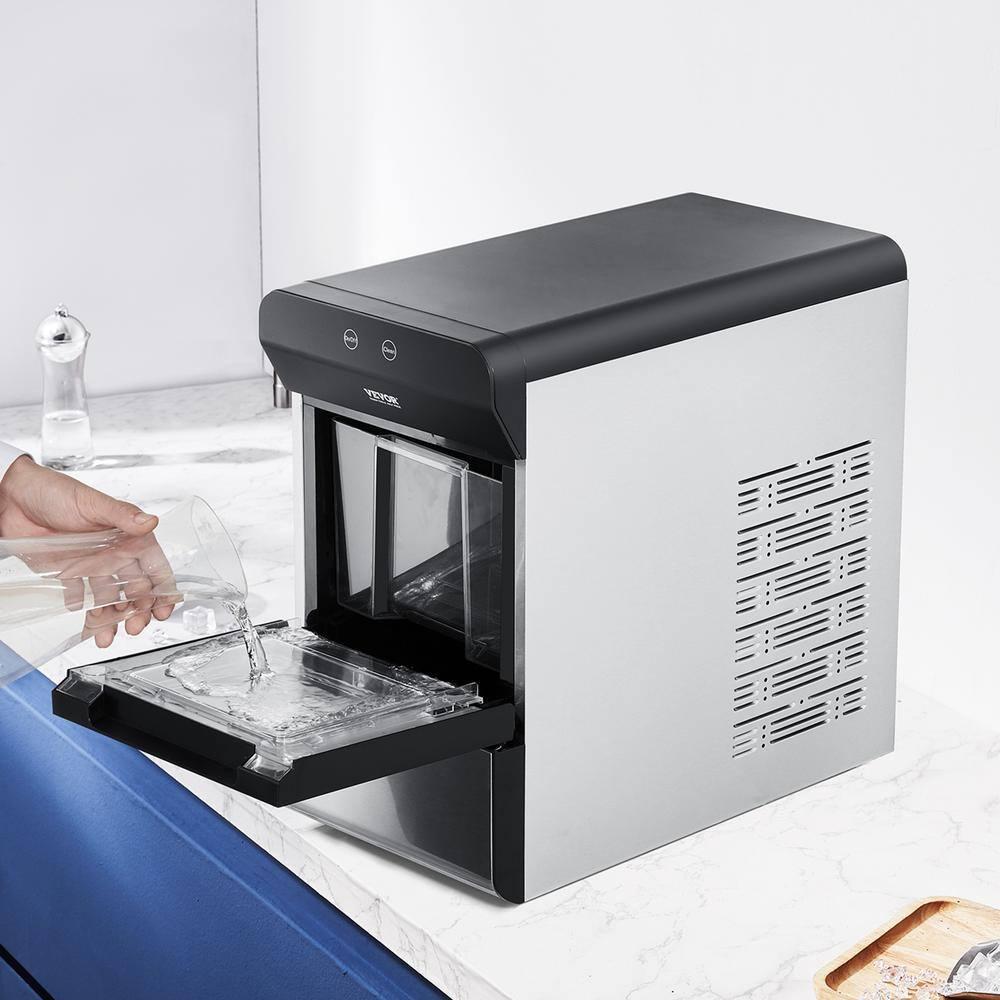 VEVOR Nugget Ice Maker, 37Lbs In 24 Hrs, Manual Auto Refill Self Cleaning Countertop Ice Maker Portable Nugget Ice Maker With Scoop And Basket
