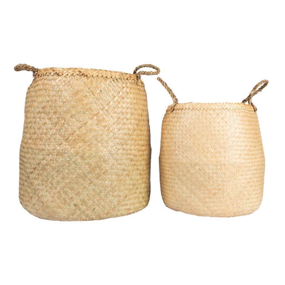 Sadia Handmade Seagrass Basket With Handles - Set of 2
