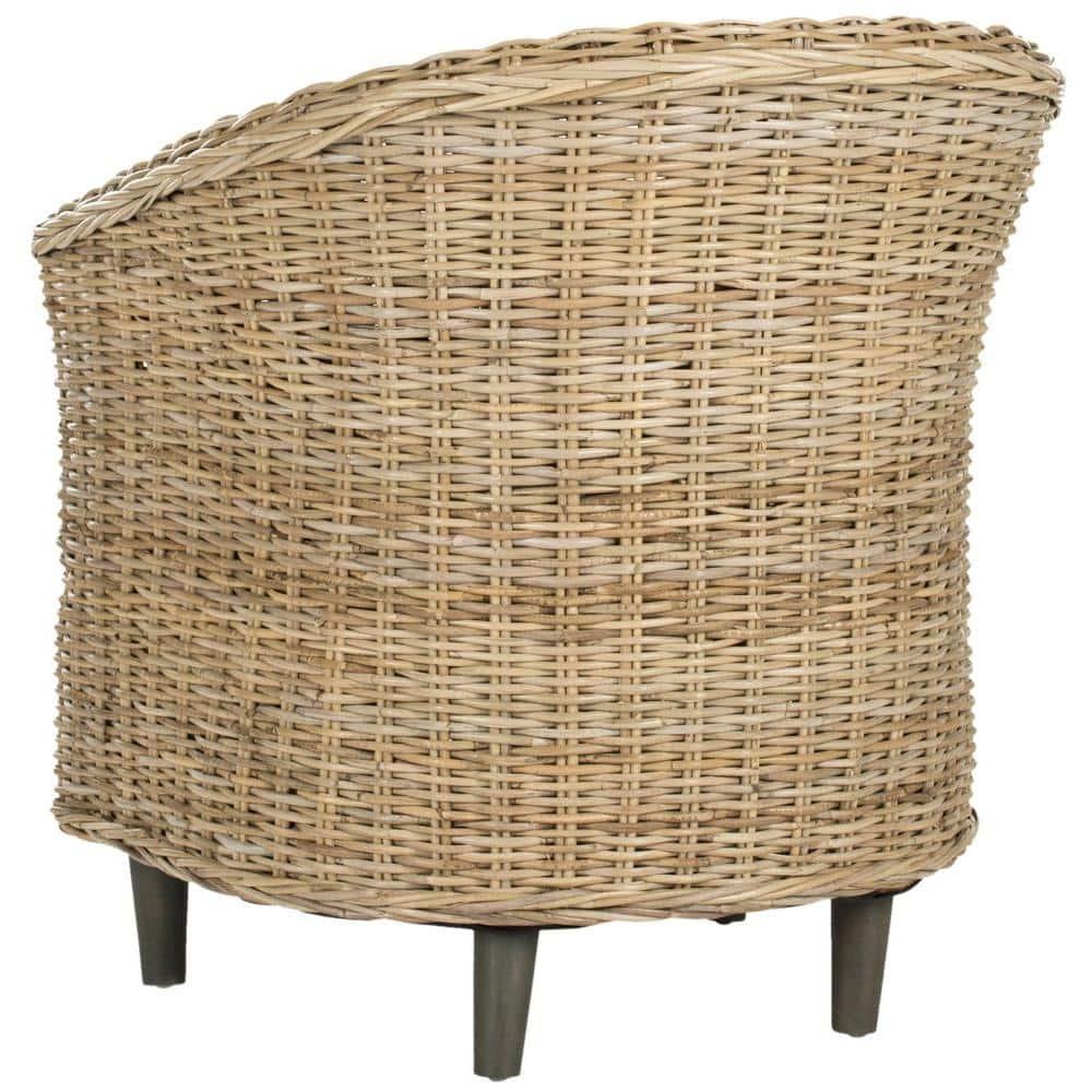 Omni Barrel Chair - FOX6501 - White/Natural Unfinished - Safavieh