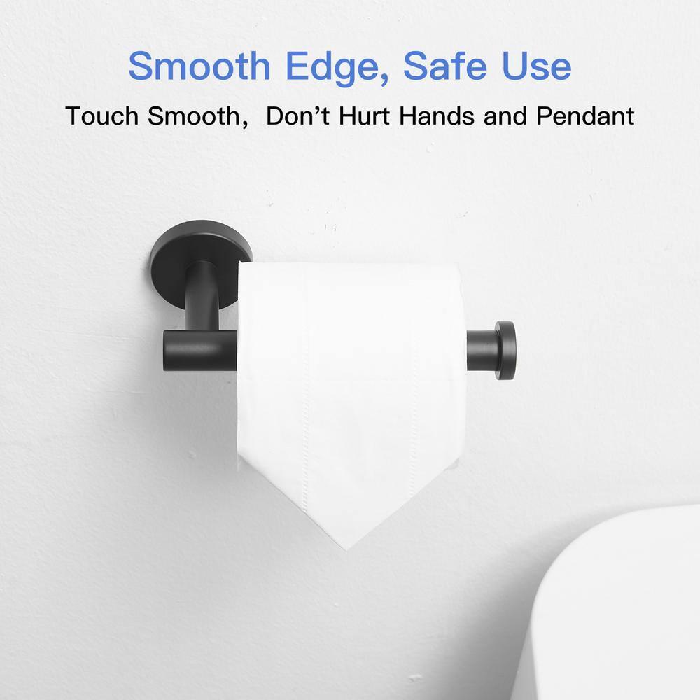 BWE Single Post Toilet Paper Holder Wall Mounted in Matte Black