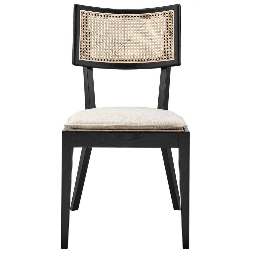 Caledonia Wood Dining Chair Set of 2, Black Beige