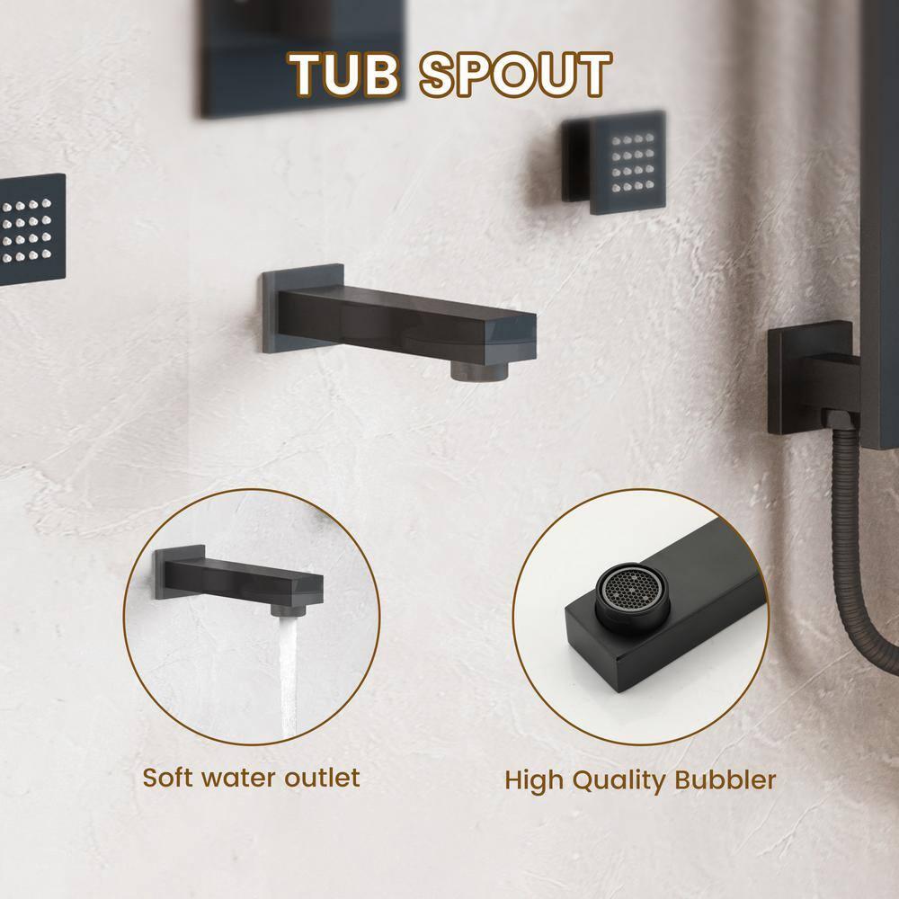 Matte Black Stainless Steel Wall Mounted Shower System with Body Jets