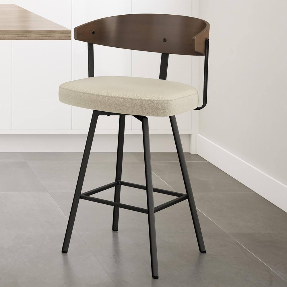 Amir Swivel Counter & Bar Stool with Wooden Back
