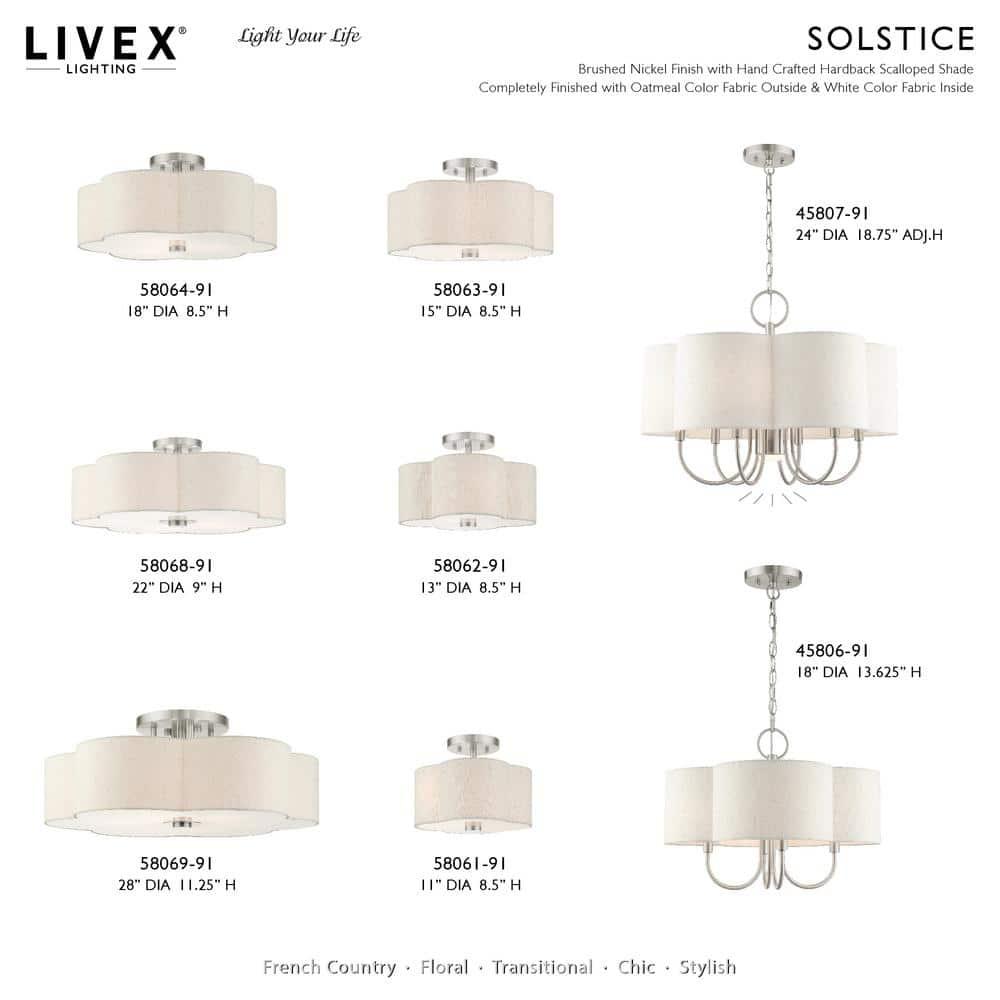Livex Lighting Solstice 3 - Light Semi-Flush Mount in  Brushed Nickel