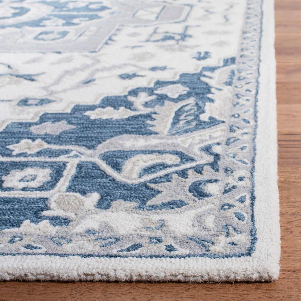 Micro-Loop MLP503 Hand Tufted Area Rug - Ivory/Navy - 5'x5' - Safavieh.