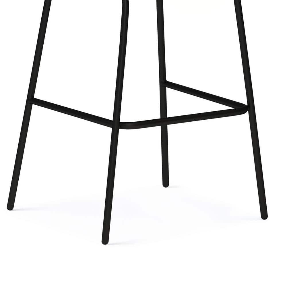 Simpli Home Jolie Upholstered Vegan Faux Leather Contemporary Counter Stool with Padded Bucket Seat and Footrest (Set of 2)