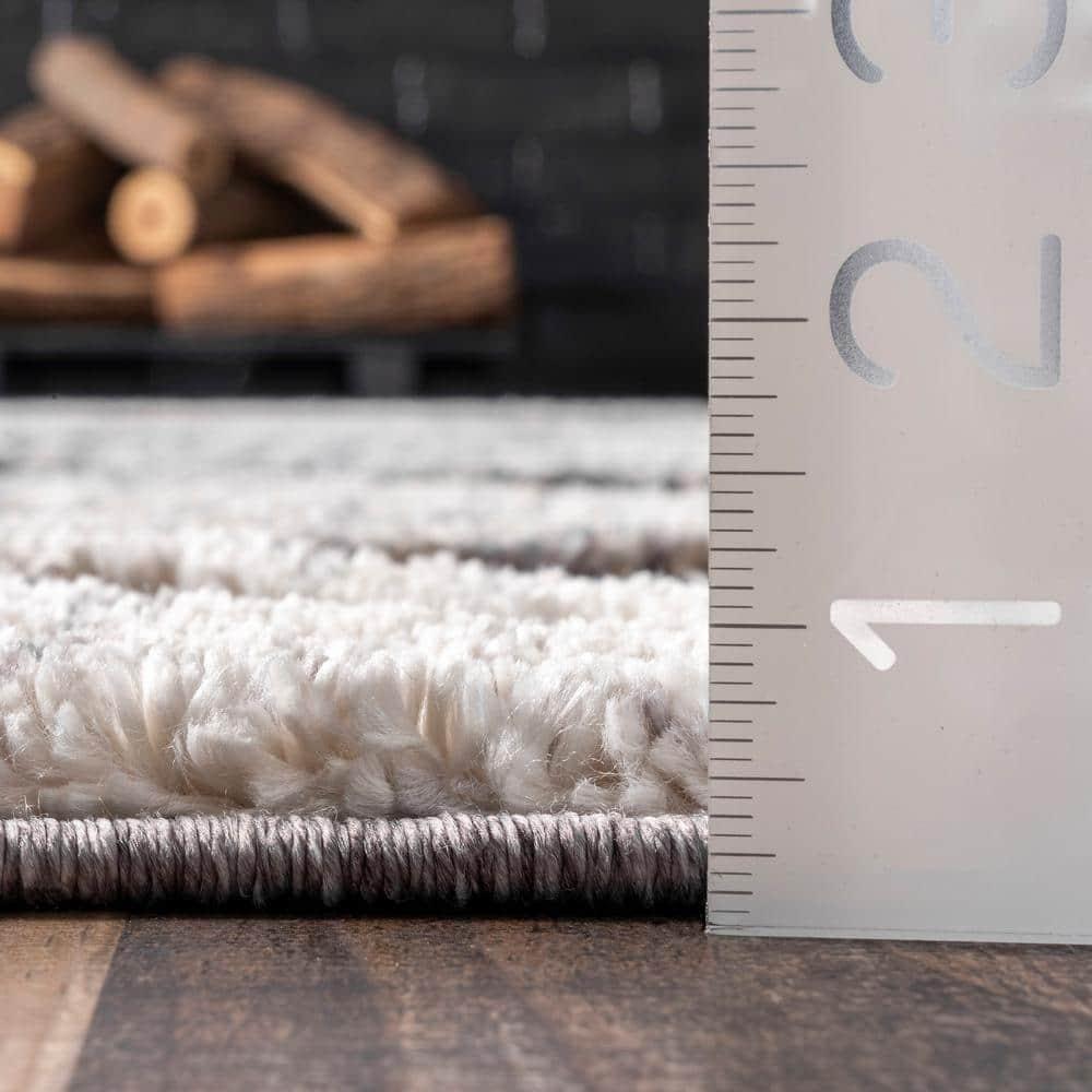 Nuloom 7x9 Ansley Moroccan Tassel Indoor Area Rug, Grey, High-Low Textured Bohemian Design, Plush High Pile, Stain Resistant, Bedroom, Living Room