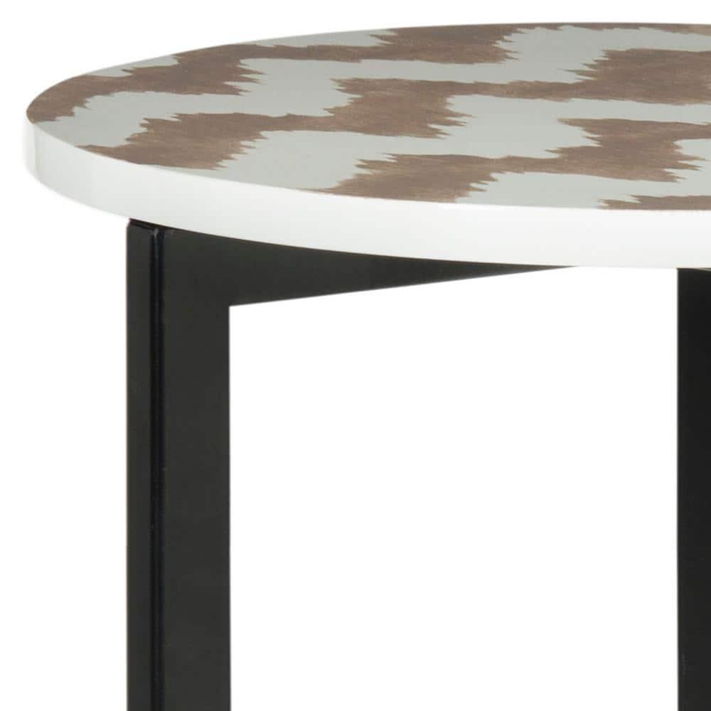 SAFAVIEH Zaira Contemporary Lacquer End Table, Warm Grey/White