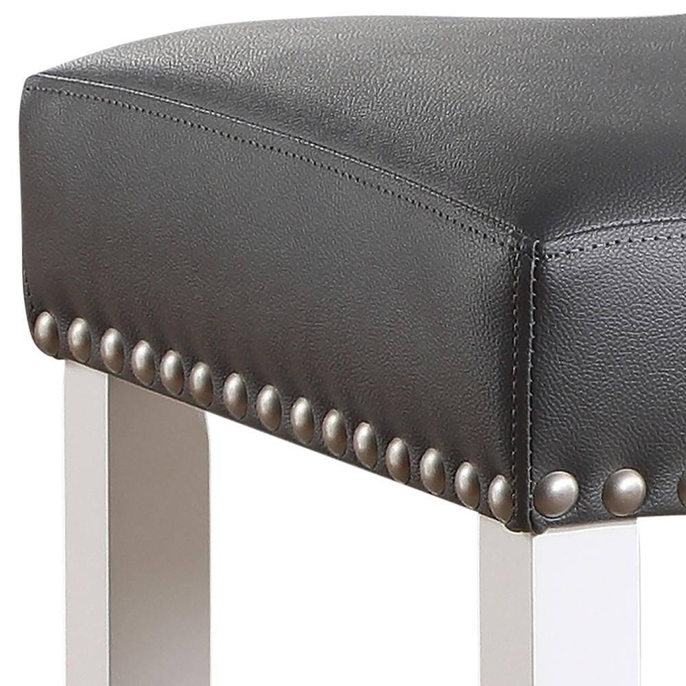 Set of 2 Zermatt Counter Height Barstools Seat White/Black - Steve Silver Co.: Upholstered, Wood Frame, Armless & Backless