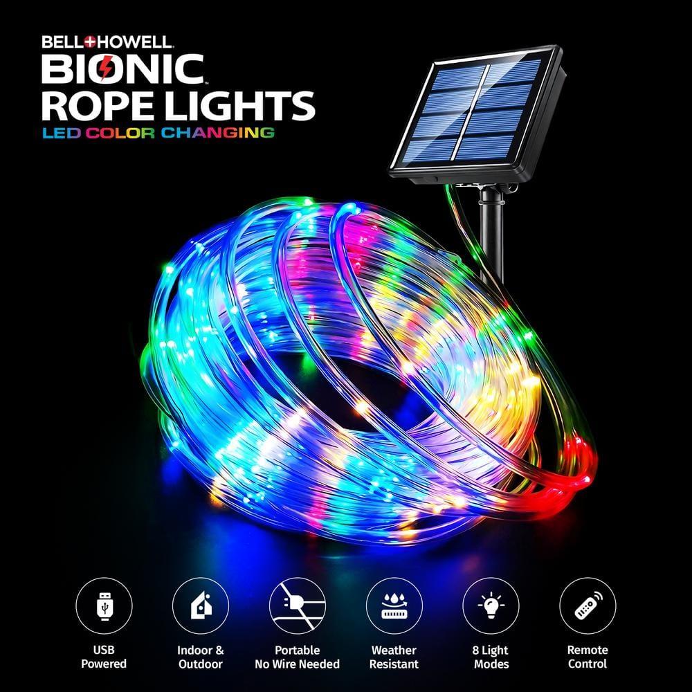 Bell + Howell Bionic 25 Ft Color Changing LED Rope Lights, USB and Solar Powered