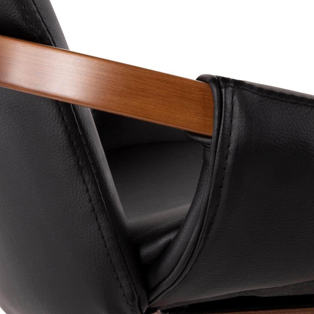 26" Cosmo Mid-Century Modern Counter Height Barstool Black - LumiSource: Upholstered, Wood Legs, 250lb Capacity