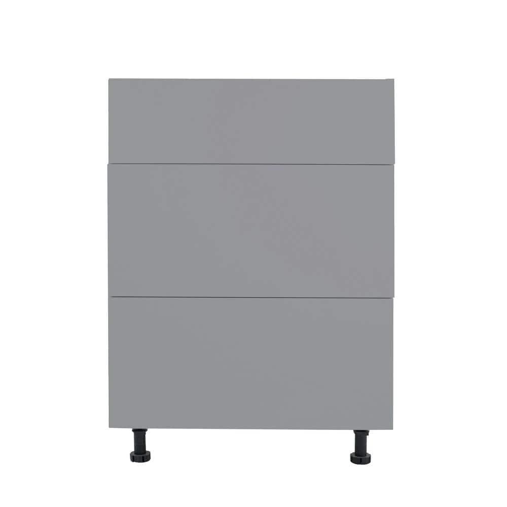 Cambridge Ready to assemble Matte Gray Base Kitchen Cabinet, 3 Drawer