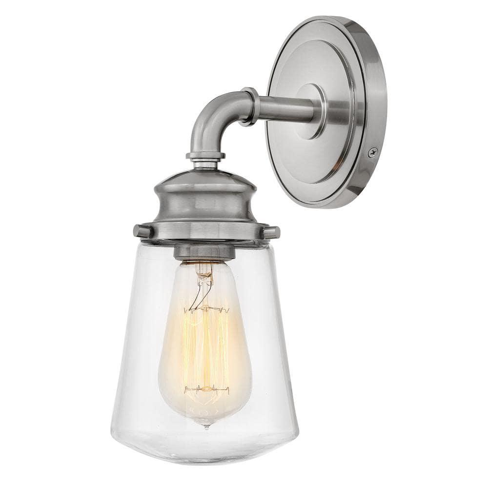 Fritz Outdoor Brushed Nickel Dimmable Wall Sconce with Clear Glass