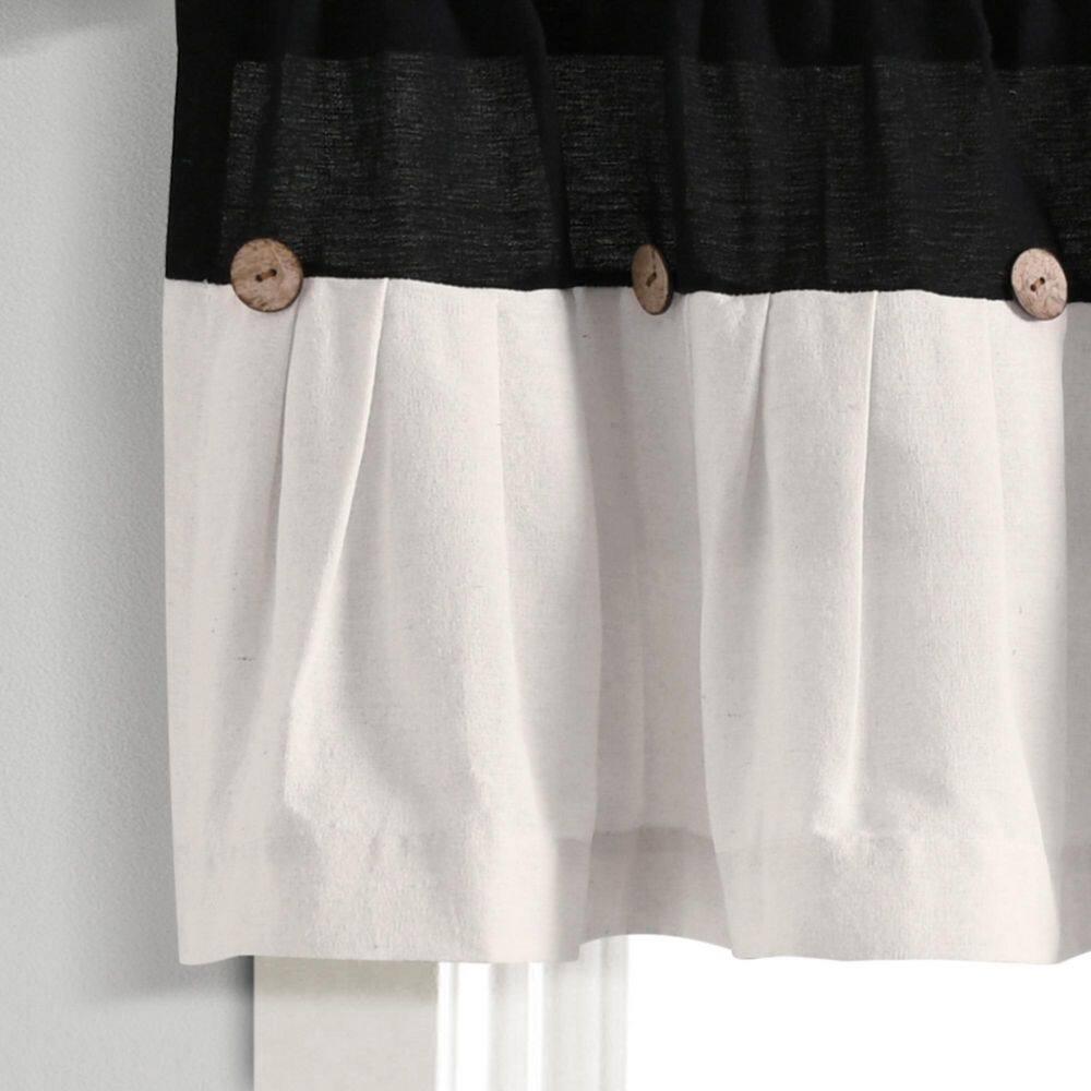 Lush Decor Linen Button Cotton Blend Tailored Window Valance