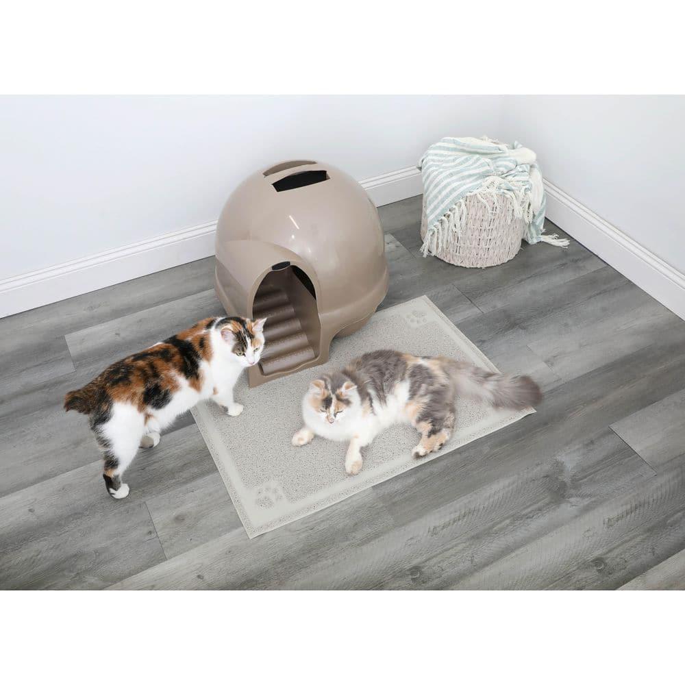 Petmate Booda Dome Clean Step Plastic Enclosed Cat Litter Box with Steps, 95 % Recycled, Titanium