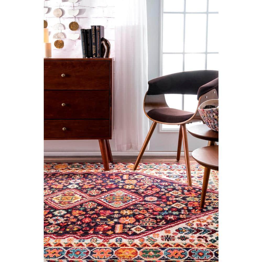 4'x6' Vintage Erline Area Rug Black - nuLOOM: Medallion Pattern, Low Pile, Polypropylene, Indoor Use, Rectangle Shape