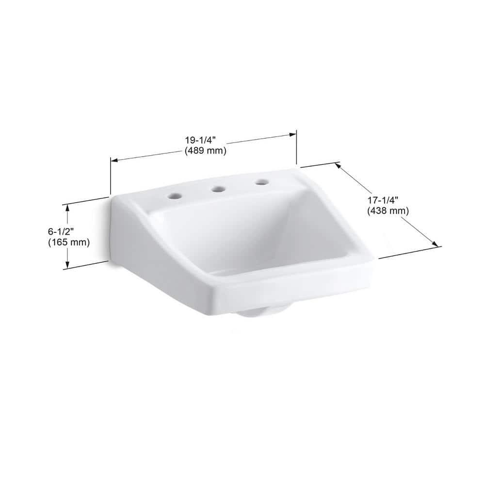 Greenwich Vitreous China Rectangular Wall Mount Bathroom Sink with Overflow