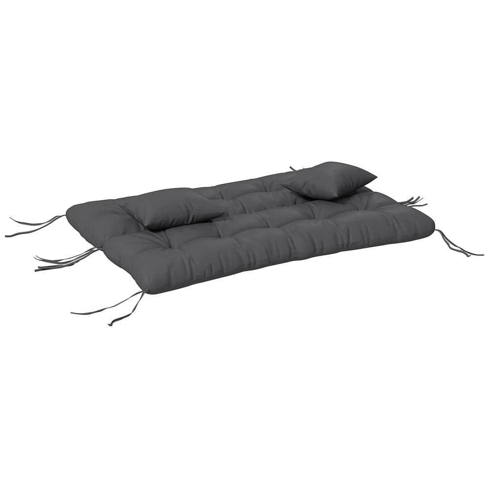 Outsunny 59" Tufted Bench Cushions & Throw Pillows, Replacement Bench Seat Pad, Back & 2 Pillows for Outdoor Furniture, Charcoal Gray