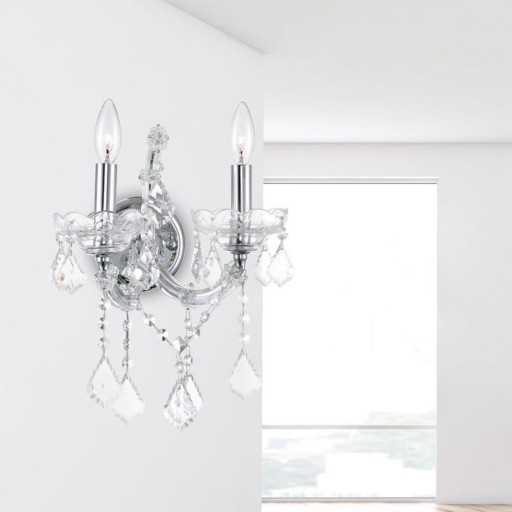 CWI Lighting Maria Theresa 2 Light Traditional Metal Wall Sconce in Chrome