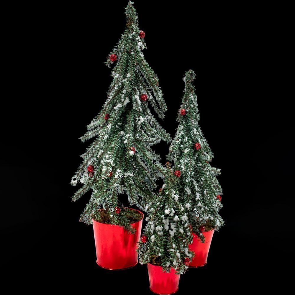 Merrily  Flocked Alpine Tabletop Tree - 3 Piece