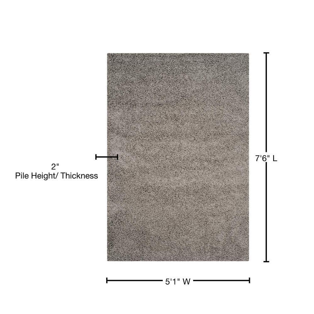 SAFAVIEH Athens Solid Plush Shag Area Rug, Light Grey, 5'1" x 7'6"