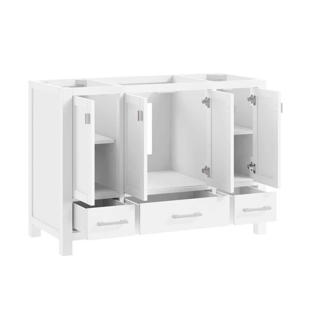 White Engineered Wood Single Vanity with Stone Top