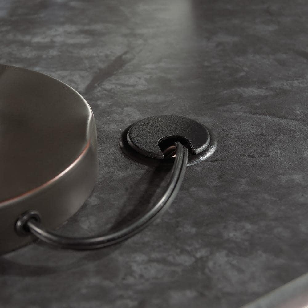 Sauder Palladia 7Drawer Home Office Desk Glacier Oak: Executive Workspace, Keyboard Shelf, Metal Runners, Cable Management Grommets: Laminated MDF