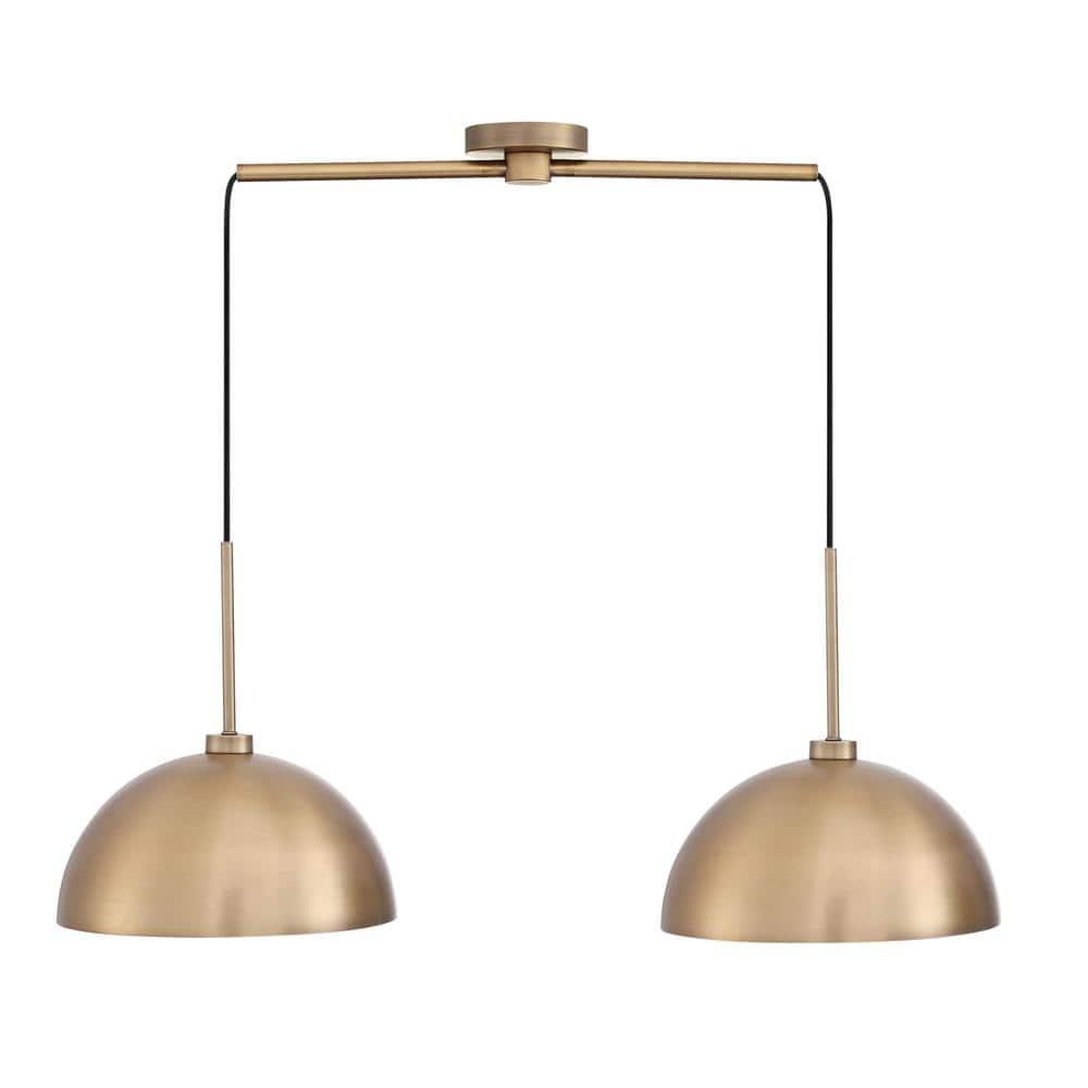 2-Light Pendant Island Light Fixture, Hanging Lights with Metal Shade and Adjustable Cord, for Kitchen