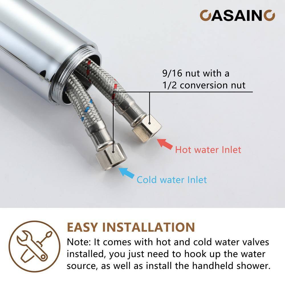 Chrome Freestanding Bathtub Faucet with Hand Shower